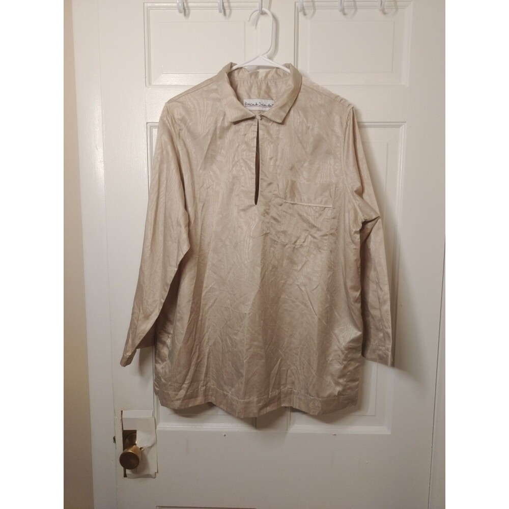 VTG Fernando Sanchez Squette Pajama top SZ L Gold Champagne Made In USA (Read)